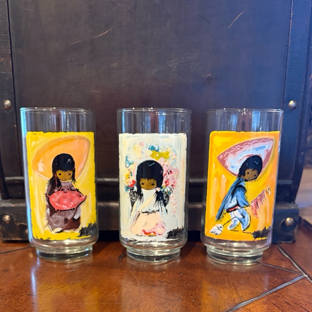 Ted DeGrazia Children of the Southwest Native American Indian drinking glasses